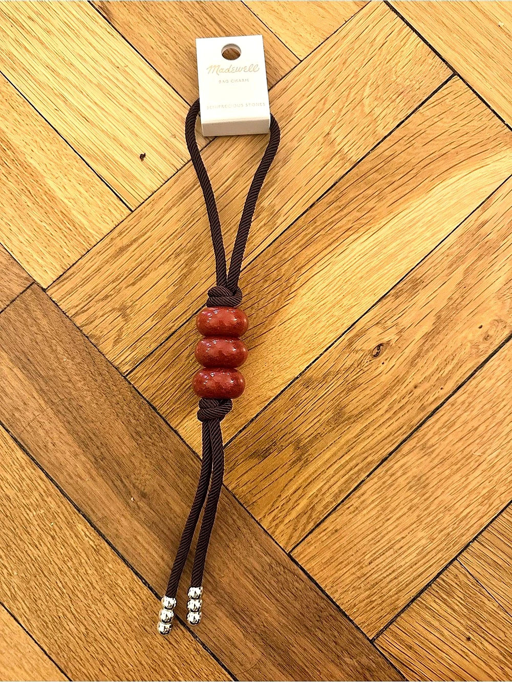 Madewell Stone Bag Charm Brown & Red